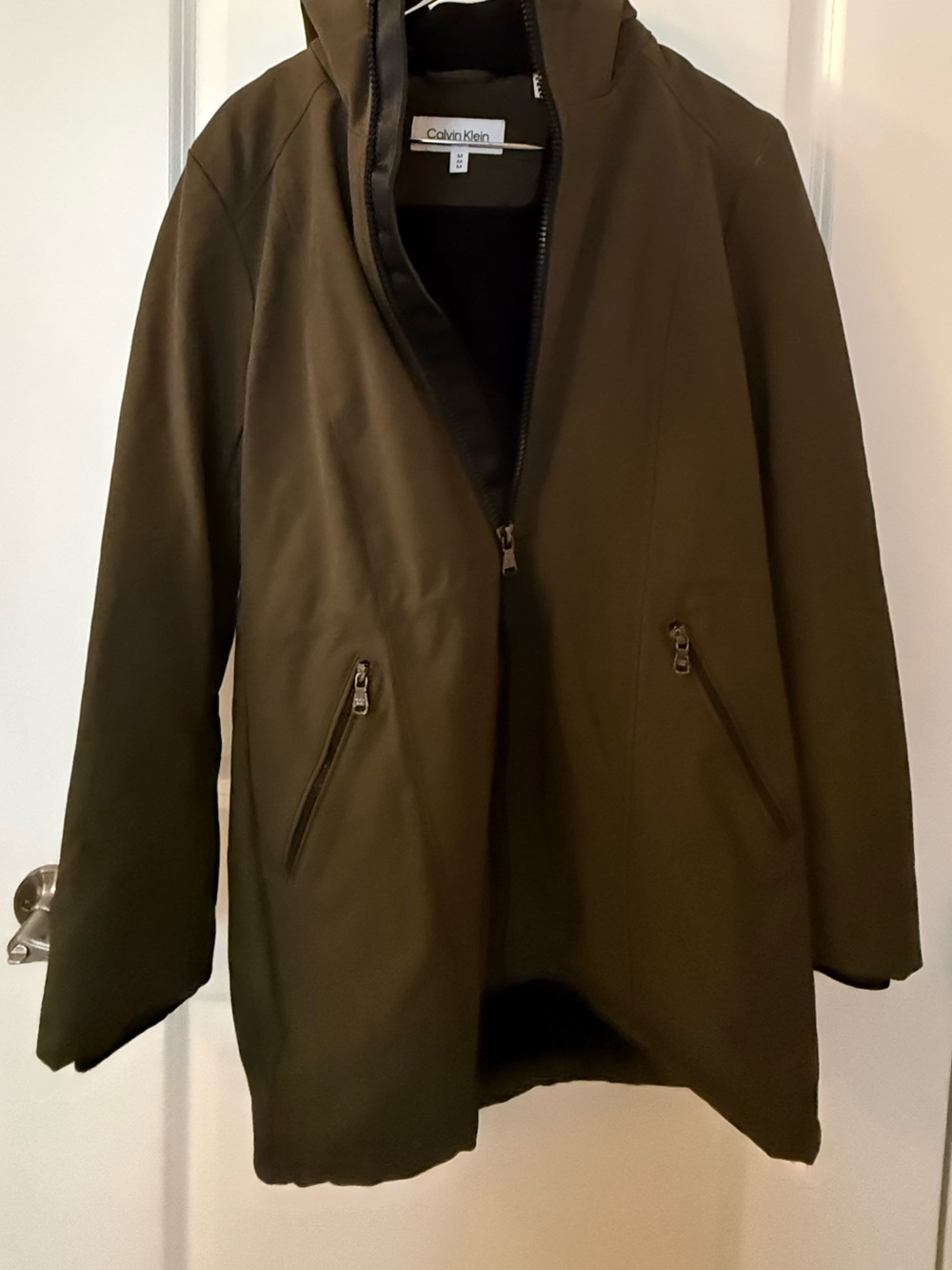 Calvin Klein Olive Green Hooded Trench Coat